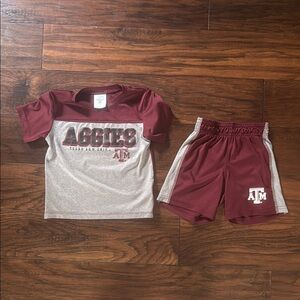 Aggies Kids Shirt and Shorts Set - Maroon and Gray